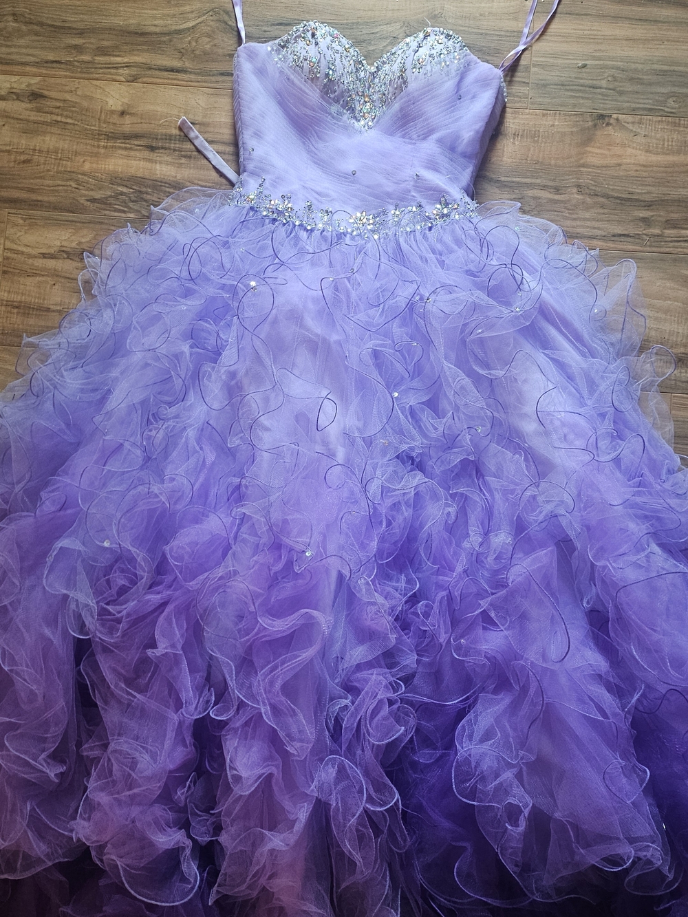 Lilac Ruffle Tulle Dress with Embellished Bodice